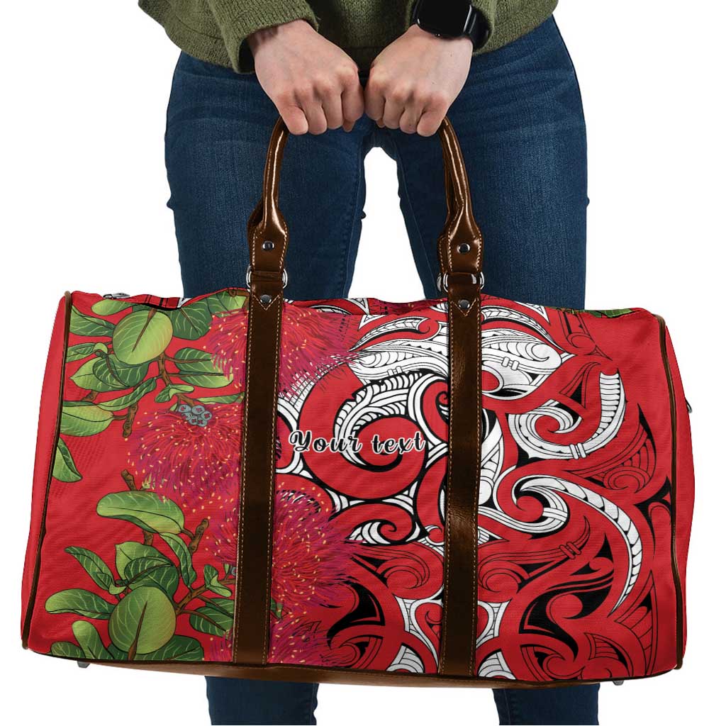 Personalised New Zealand Koru Pohutukawa Travel Bag Meri Kirihimete Aroha for Christmas LT9 Red - Polynesian Pride