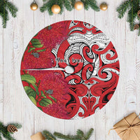 Personalised New Zealand Koru Pohutukawa Tree Skirt Meri Kirihimete Aroha for Christmas LT9 Casual Red - Polynesian Pride