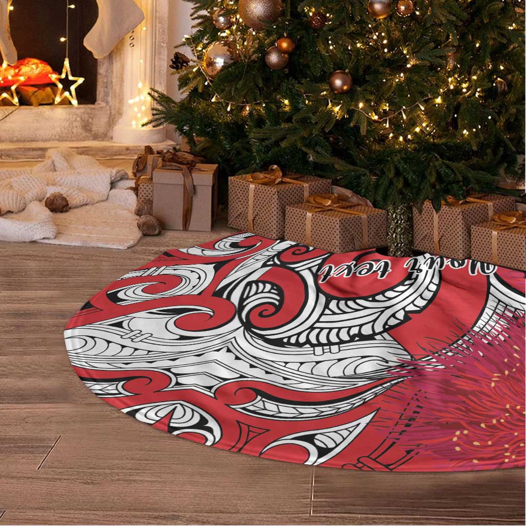 Personalised New Zealand Koru Pohutukawa Tree Skirt Meri Kirihimete Aroha for Christmas LT9 - Polynesian Pride