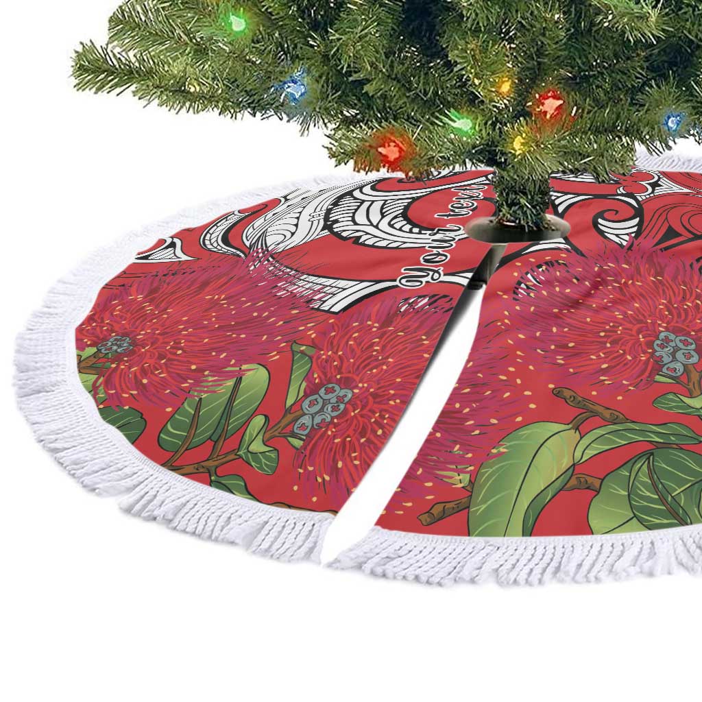 Personalised New Zealand Koru Pohutukawa Tree Skirt Meri Kirihimete Aroha for Christmas LT9 - Polynesian Pride