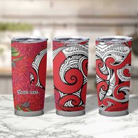 Personalised New Zealand Koru Pohutukawa Tumbler Cup Meri Kirihimete Aroha for Christmas LT9 - Polynesian Pride