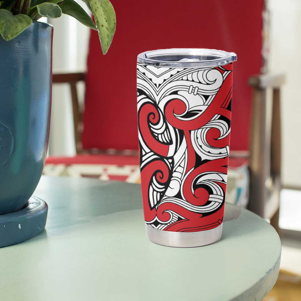 Personalised New Zealand Koru Pohutukawa Tumbler Cup Meri Kirihimete Aroha for Christmas LT9 - Polynesian Pride