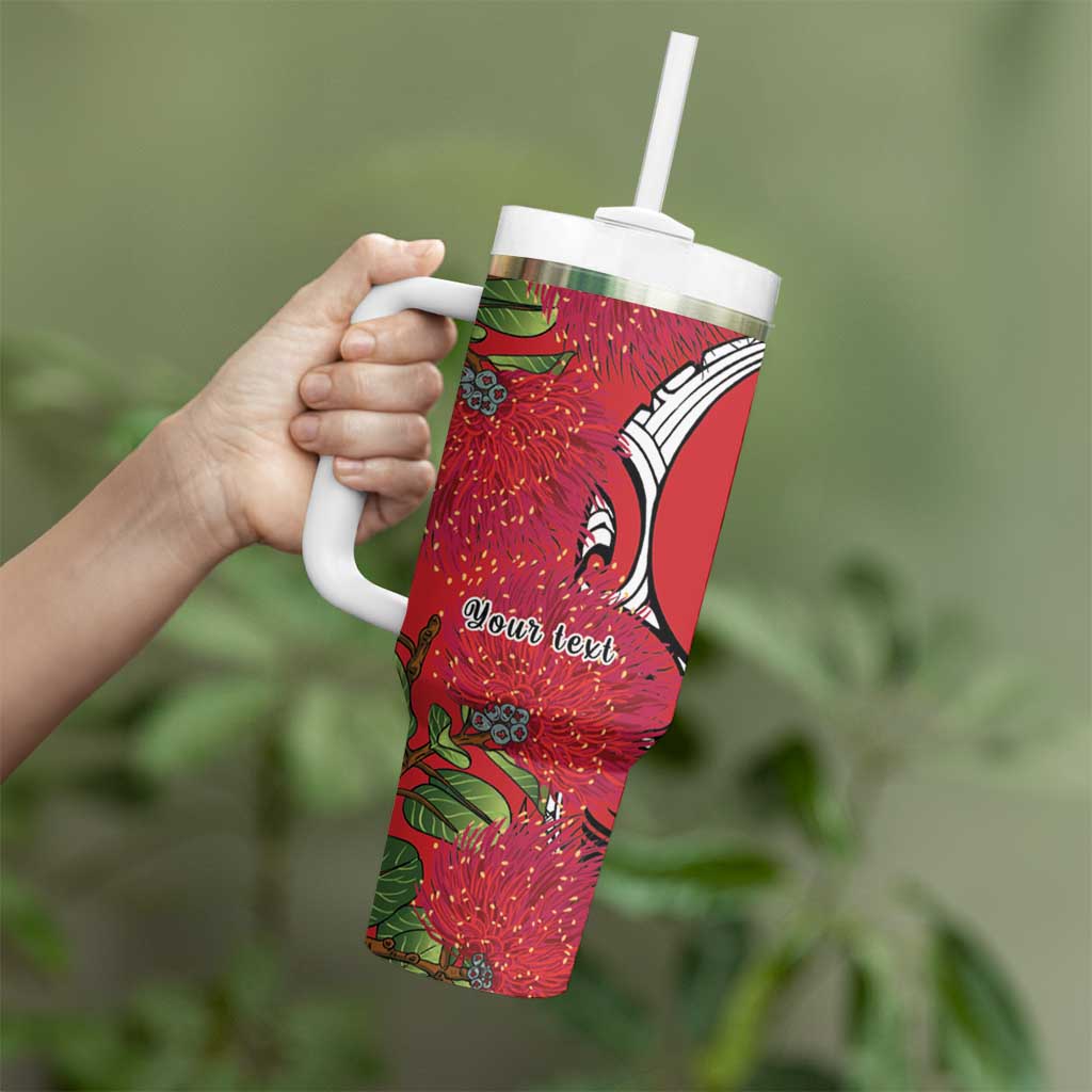 Personalised New Zealand Koru Pohutukawa Tumbler With Handle Meri Kirihimete Aroha for Christmas LT9 - Polynesian Pride