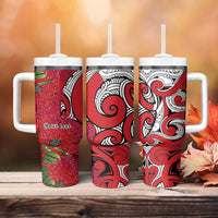Personalised New Zealand Koru Pohutukawa Tumbler With Handle Meri Kirihimete Aroha for Christmas LT9 - Polynesian Pride