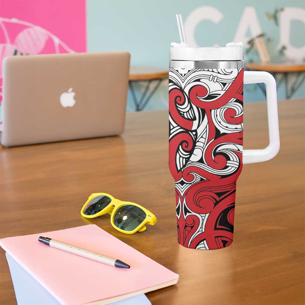 Personalised New Zealand Koru Pohutukawa Tumbler With Handle Meri Kirihimete Aroha for Christmas LT9 - Polynesian Pride