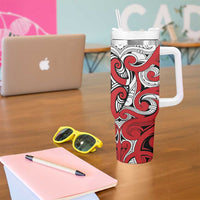 Personalised New Zealand Koru Pohutukawa Tumbler With Handle Meri Kirihimete Aroha for Christmas LT9 - Polynesian Pride