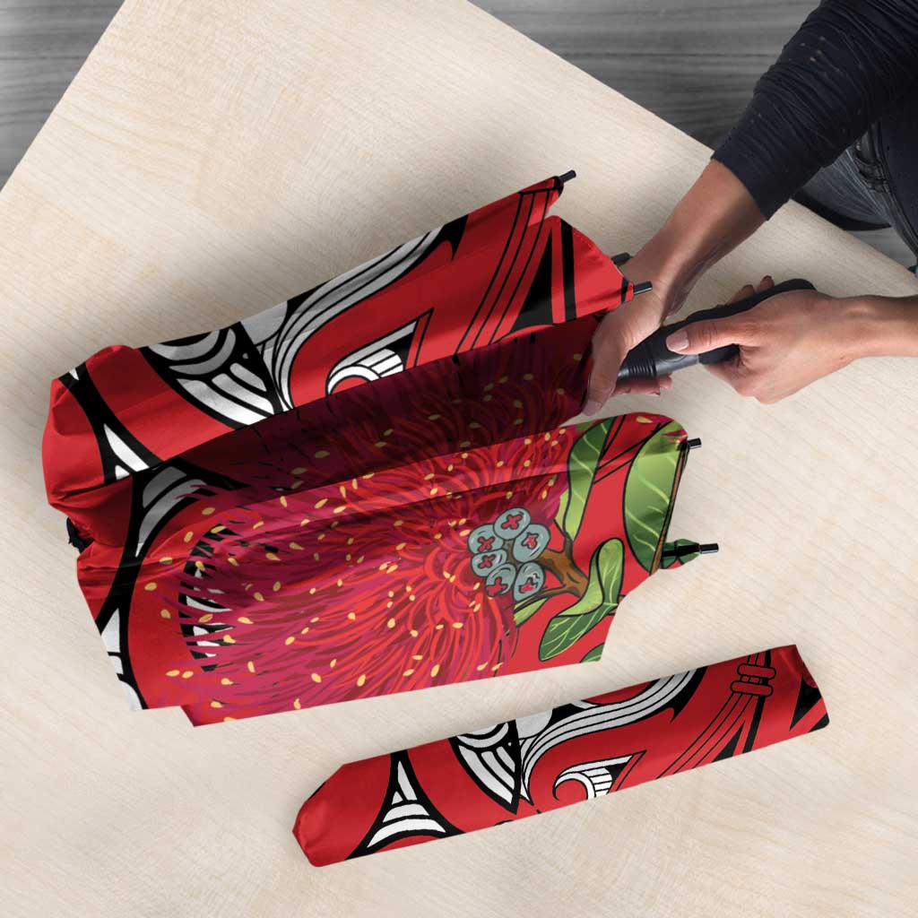 Personalised New Zealand Koru Pohutukawa Umbrella Meri Kirihimete Aroha for Christmas LT9 - Polynesian Pride