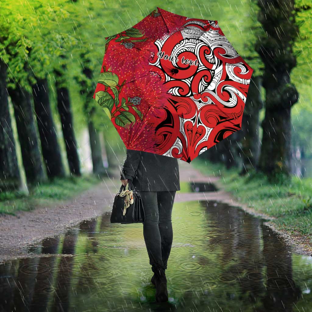 Personalised New Zealand Koru Pohutukawa Umbrella Meri Kirihimete Aroha for Christmas LT9 - Polynesian Pride