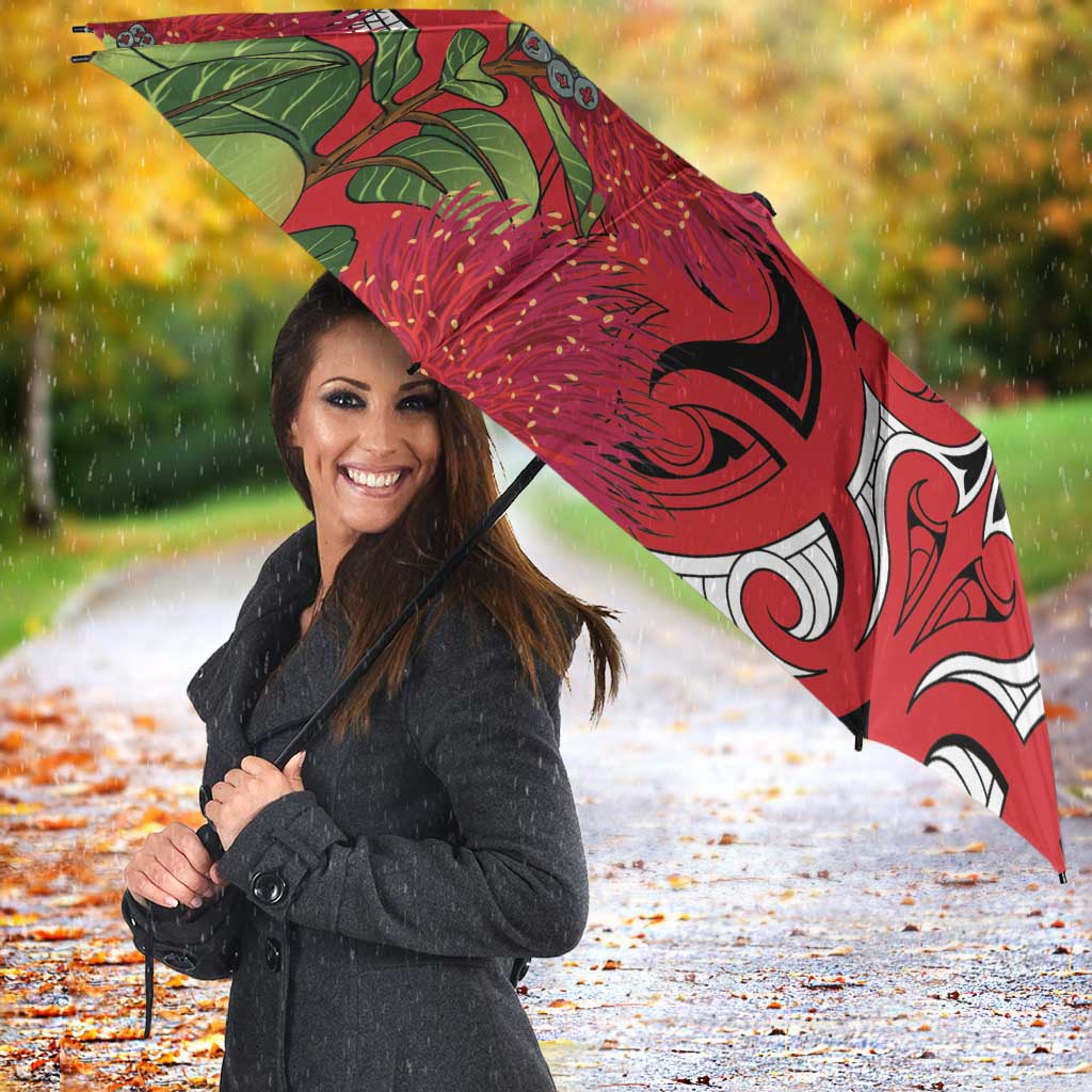 Personalised New Zealand Koru Pohutukawa Umbrella Meri Kirihimete Aroha for Christmas LT9 - Polynesian Pride
