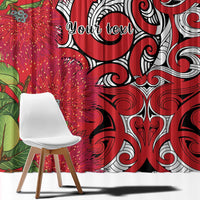 Personalised New Zealand Koru Pohutukawa Window Curtain Meri Kirihimete Aroha for Christmas LT9 - Polynesian Pride