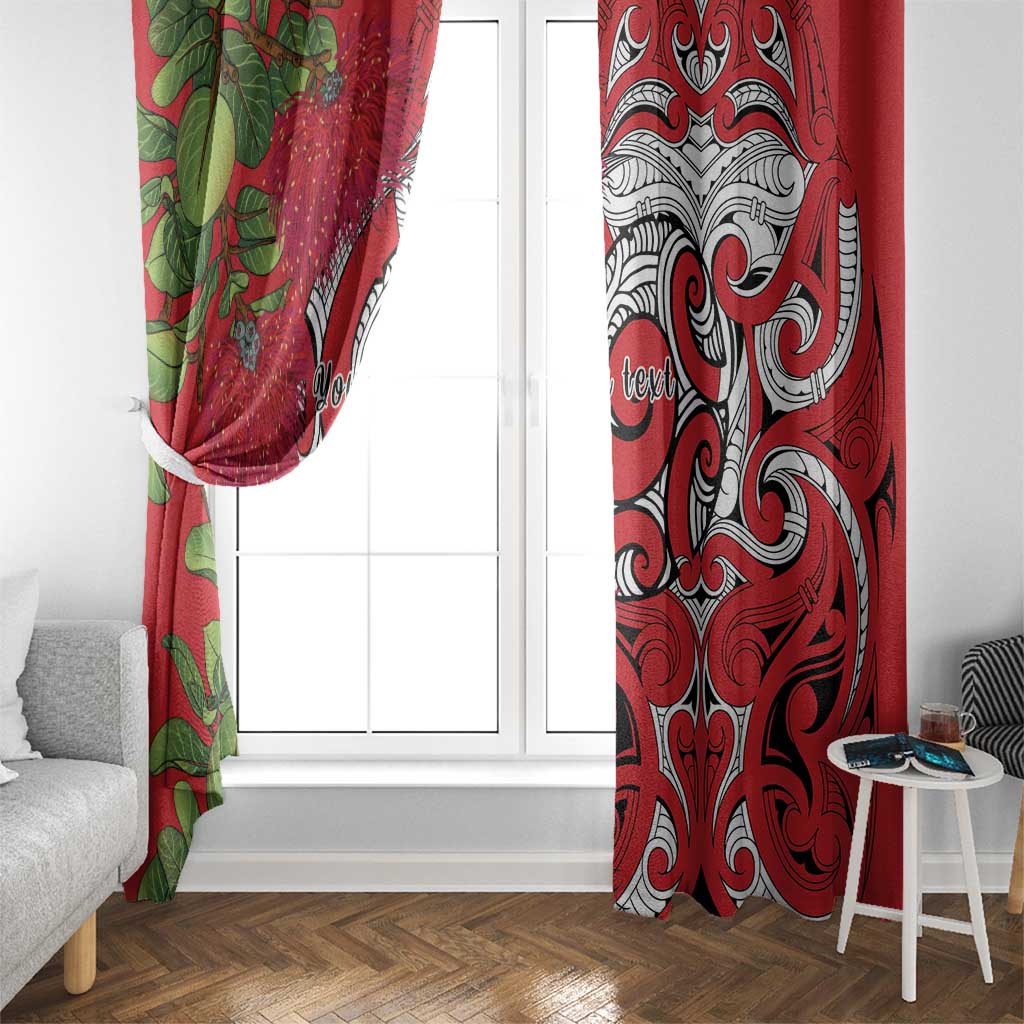 Personalised New Zealand Koru Pohutukawa Window Curtain Meri Kirihimete Aroha for Christmas LT9 - Polynesian Pride