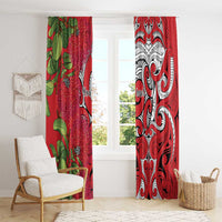 Personalised New Zealand Koru Pohutukawa Window Curtain Meri Kirihimete Aroha for Christmas LT9 - Polynesian Pride