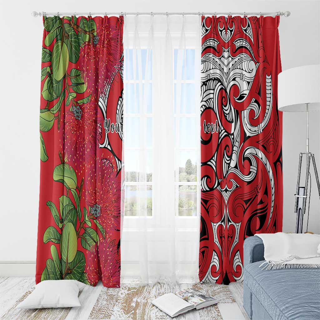 Personalised New Zealand Koru Pohutukawa Window Curtain Meri Kirihimete Aroha for Christmas LT9 - Polynesian Pride