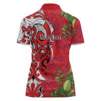 Personalised New Zealand Koru Pohutukawa Women Polo Shirt Meri Kirihimete Aroha for Christmas - Polynesian Pride