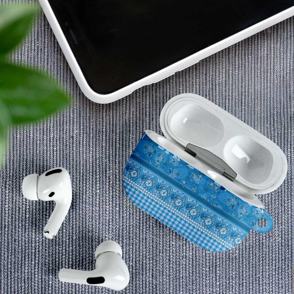 Hawaiian Hibiscus Honu AirPods Case Blue Mele Kalikimaka Palaka Spirit - Polynesian Pride