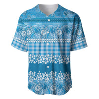 Hawaiian Hibiscus Honu Baseball Jersey Blue Mele Kalikimaka Palaka Spirit LT9 Blue - Polynesian Pride