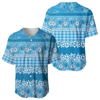 Hawaiian Hibiscus Honu Baseball Jersey Blue Mele Kalikimaka Palaka Spirit LT9 - Polynesian Pride