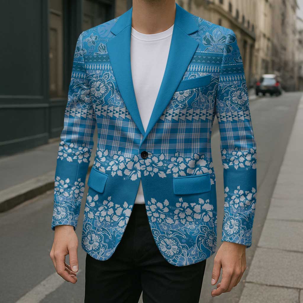 Hawaiian Hibiscus Honu Blazer Blue Mele Kalikimaka Palaka Spirit - Polynesian Pride