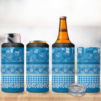 Hawaiian Hibiscus Honu 4 in 1 Can Cooler Tumbler Blue Mele Kalikimaka Palaka Spirit LT9 - Polynesian Pride