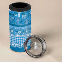 Hawaiian Hibiscus Honu 4 in 1 Can Cooler Tumbler Blue Mele Kalikimaka Palaka Spirit LT9 - Polynesian Pride