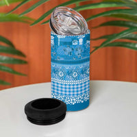 Hawaiian Hibiscus Honu 4 in 1 Can Cooler Tumbler Blue Mele Kalikimaka Palaka Spirit LT9 - Polynesian Pride