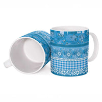 Hawaiian Hibiscus Honu Ceramic Mug Blue Mele Kalikimaka Palaka Spirit LT9 - Polynesian Pride