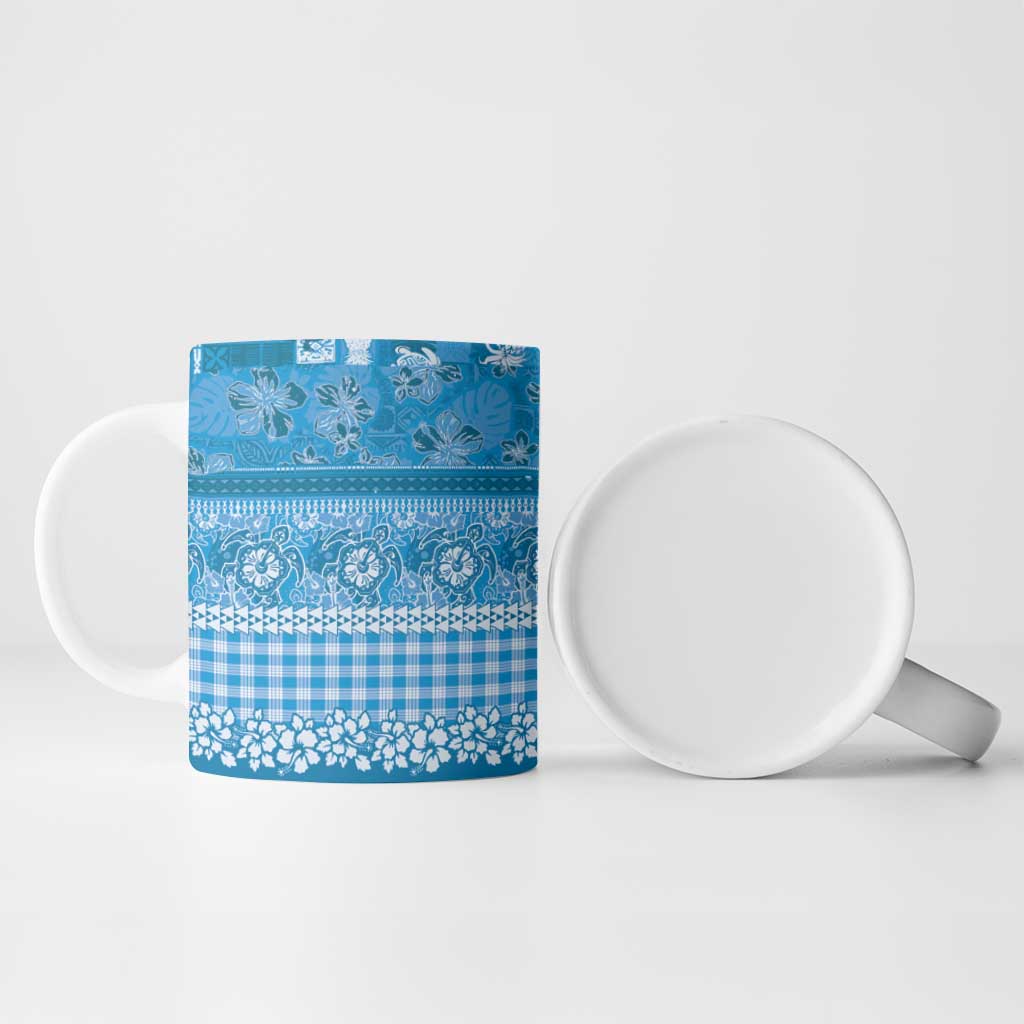 Hawaiian Hibiscus Honu Ceramic Mug Blue Mele Kalikimaka Palaka Spirit LT9 - Polynesian Pride