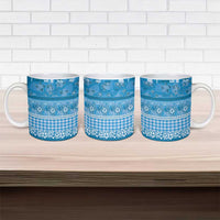 Hawaiian Hibiscus Honu Ceramic Mug Blue Mele Kalikimaka Palaka Spirit LT9 - Polynesian Pride