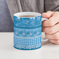 Hawaiian Hibiscus Honu Ceramic Mug Blue Mele Kalikimaka Palaka Spirit LT9 - Polynesian Pride