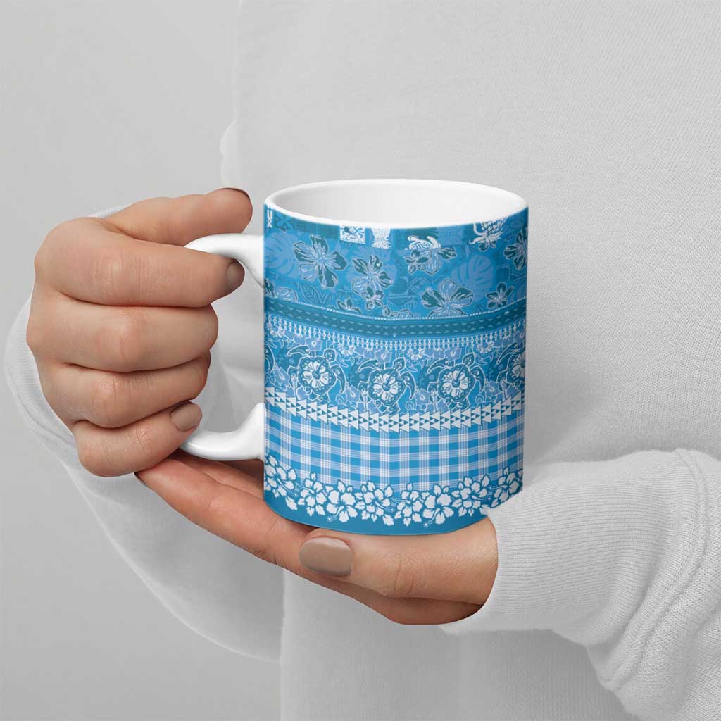 Hawaiian Hibiscus Honu Ceramic Mug Blue Mele Kalikimaka Palaka Spirit LT9 - Polynesian Pride