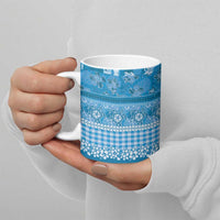 Hawaiian Hibiscus Honu Ceramic Mug Blue Mele Kalikimaka Palaka Spirit LT9 - Polynesian Pride