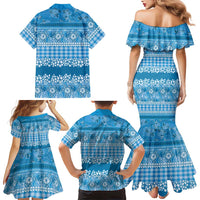 Hawaiian Hibiscus Honu Family Matching Mermaid Dress and Hawaiian Shirt Blue Mele Kalikimaka Palaka Spirit LT9 - Polynesian Pride