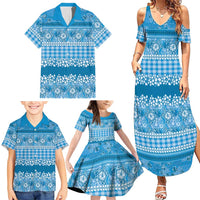 Hawaiian Hibiscus Honu Family Matching Summer Maxi Dress and Hawaiian Shirt Blue Mele Kalikimaka Palaka Spirit LT9 - Polynesian Pride