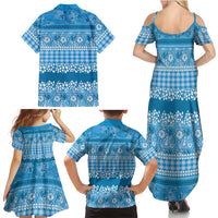 Hawaiian Hibiscus Honu Family Matching Summer Maxi Dress and Hawaiian Shirt Blue Mele Kalikimaka Palaka Spirit LT9 - Polynesian Pride