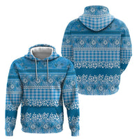 Hawaiian Hibiscus Honu Hoodie Blue Mele Kalikimaka Palaka Spirit - Polynesian Pride