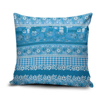 Hawaiian Hibiscus Honu Pillow Cover Blue Mele Kalikimaka Palaka Spirit LT9 Blue - Polynesian Pride