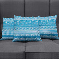 Hawaiian Hibiscus Honu Pillow Cover Blue Mele Kalikimaka Palaka Spirit LT9 - Polynesian Pride