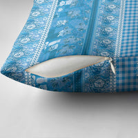 Hawaiian Hibiscus Honu Pillow Cover Blue Mele Kalikimaka Palaka Spirit LT9 - Polynesian Pride