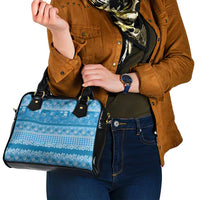 Hawaiian Hibiscus Honu Shoulder Handbag Blue Mele Kalikimaka Palaka Spirit - Polynesian Pride