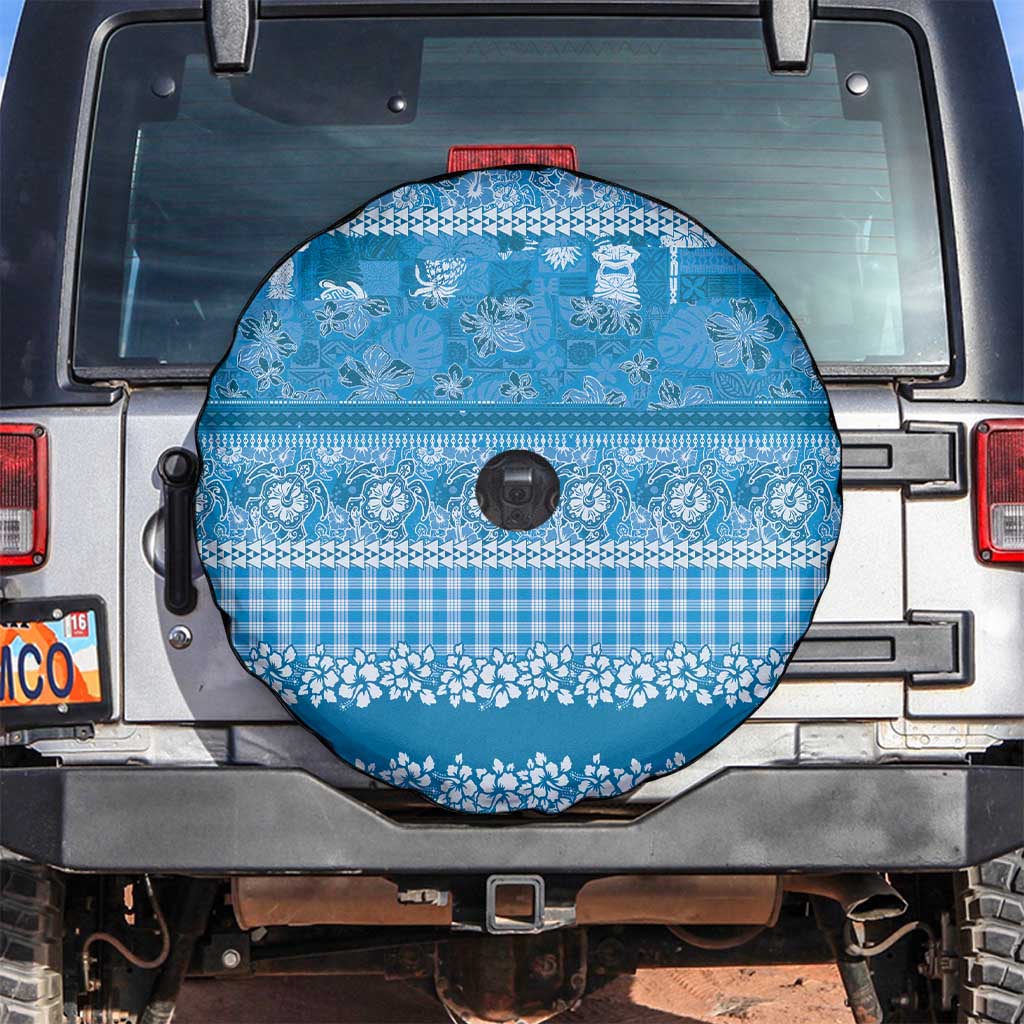 Hawaiian Hibiscus Honu Spare Tire Cover Blue Mele Kalikimaka Palaka Spirit LT9 Blue - Polynesian Pride