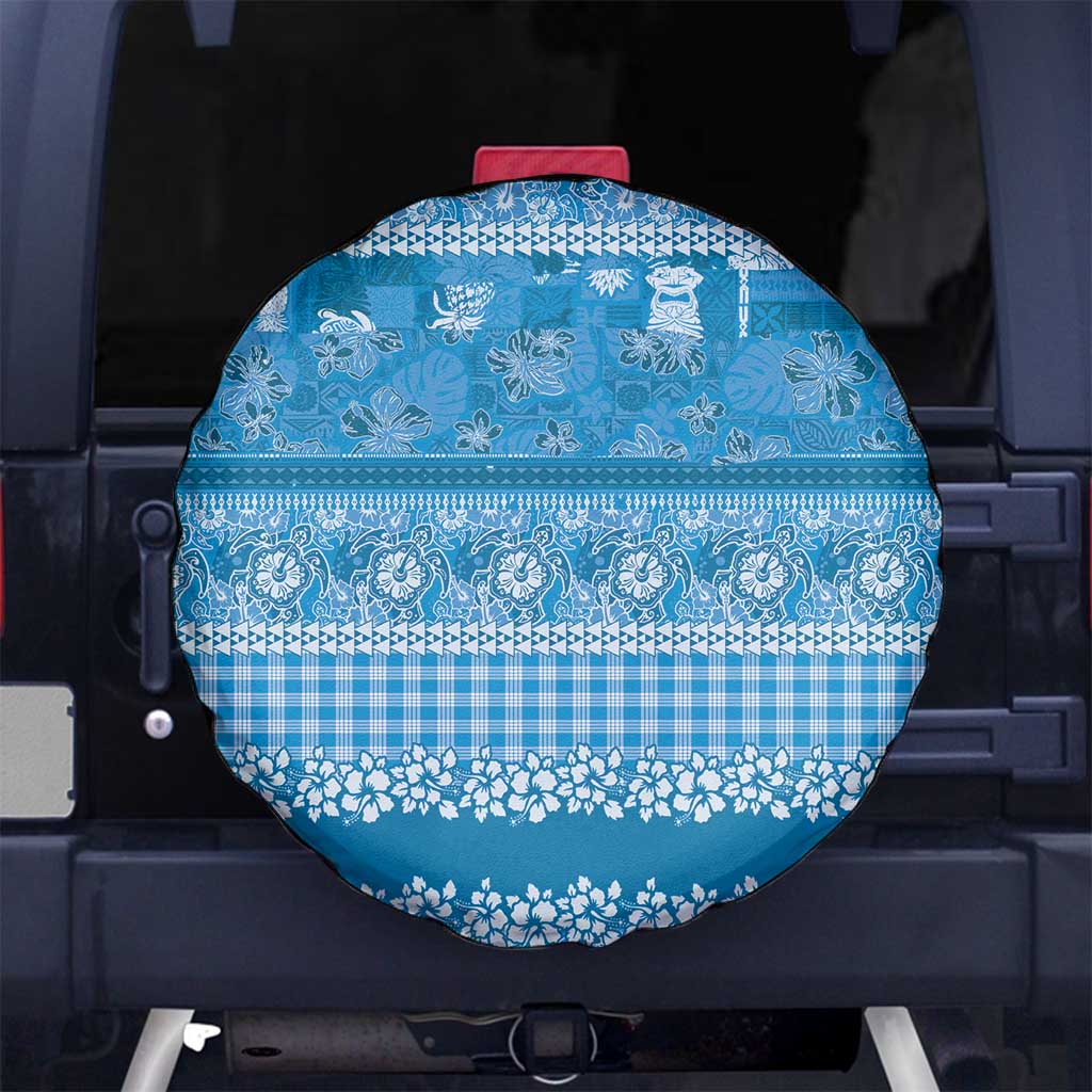 Hawaiian Hibiscus Honu Spare Tire Cover Blue Mele Kalikimaka Palaka Spirit LT9 No hole Blue - Polynesian Pride
