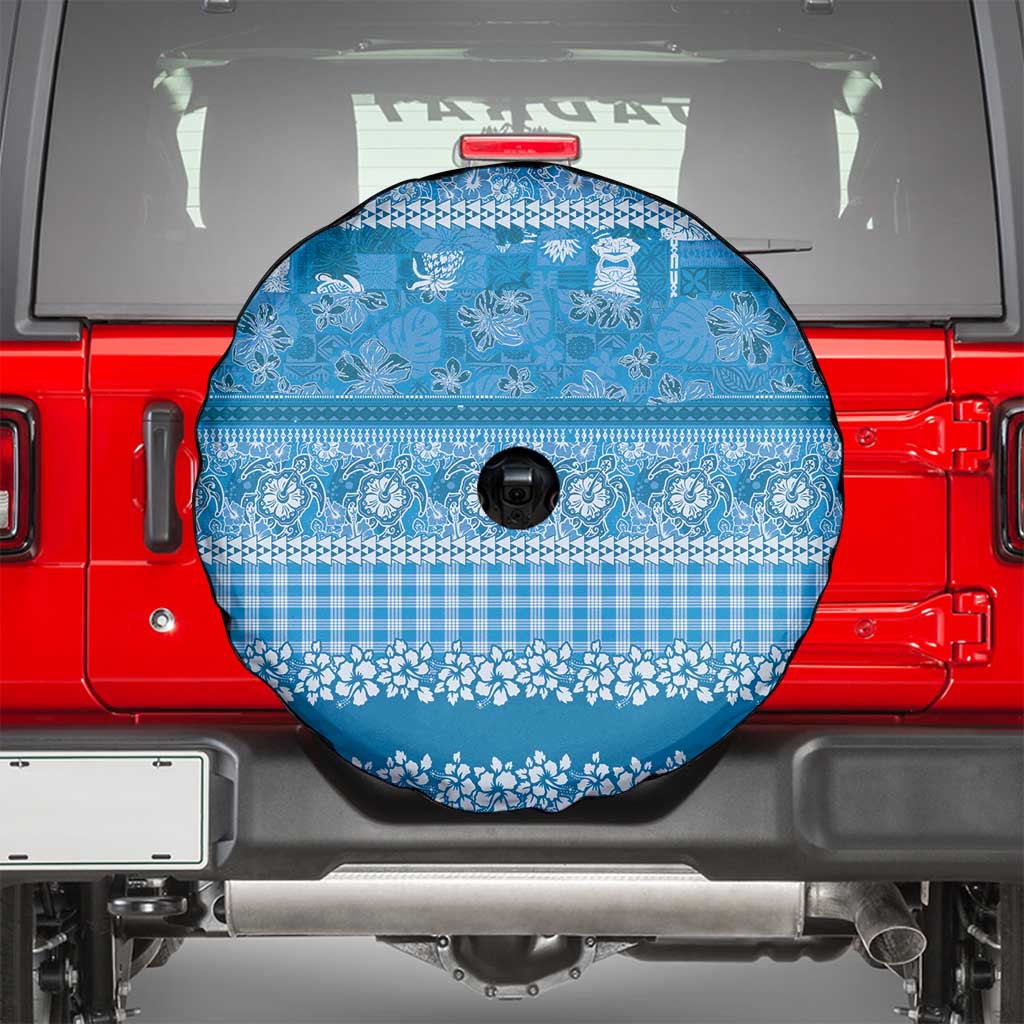 Hawaiian Hibiscus Honu Spare Tire Cover Blue Mele Kalikimaka Palaka Spirit LT9 - Polynesian Pride