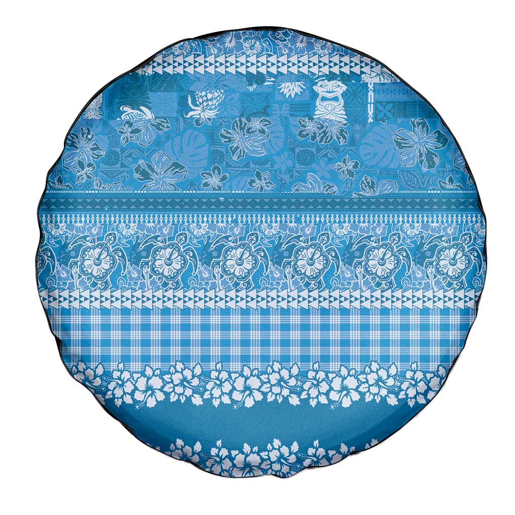 Hawaiian Hibiscus Honu Spare Tire Cover Blue Mele Kalikimaka Palaka Spirit LT9 - Polynesian Pride