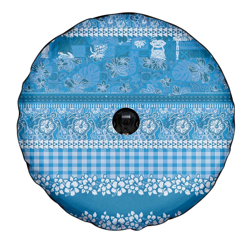 Hawaiian Hibiscus Honu Spare Tire Cover Blue Mele Kalikimaka Palaka Spirit LT9 - Polynesian Pride