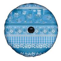 Hawaiian Hibiscus Honu Spare Tire Cover Blue Mele Kalikimaka Palaka Spirit LT9 - Polynesian Pride