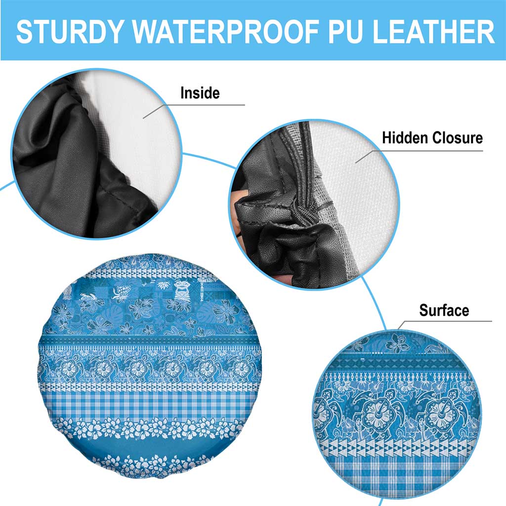 Hawaiian Hibiscus Honu Spare Tire Cover Blue Mele Kalikimaka Palaka Spirit LT9 - Polynesian Pride