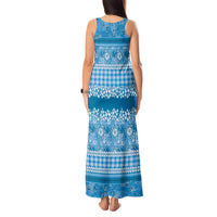 Hawaiian Hibiscus Honu Tank Maxi Dress Blue Mele Kalikimaka Palaka Spirit LT9 - Polynesian Pride