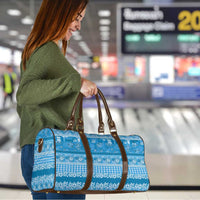 Hawaiian Hibiscus Honu Travel Bag Blue Mele Kalikimaka Palaka Spirit - Polynesian Pride