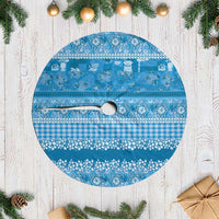 Hawaiian Hibiscus Honu Tree Skirt Blue Mele Kalikimaka Palaka Spirit - Polynesian Pride