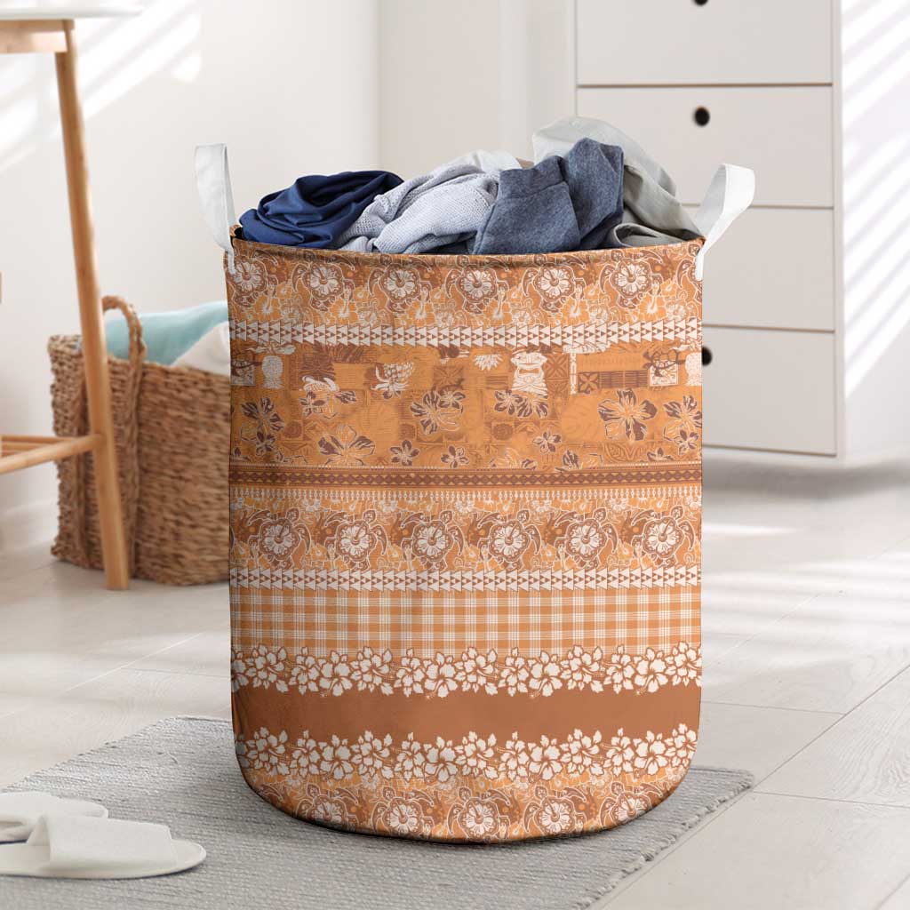 Hawaiian Hibiscus Honu Laundry Basket Gold Mele Kalikimaka Palaka Spirit LT9 Gold - Polynesian Pride